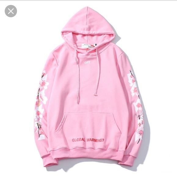 off white pink sakura hoodie